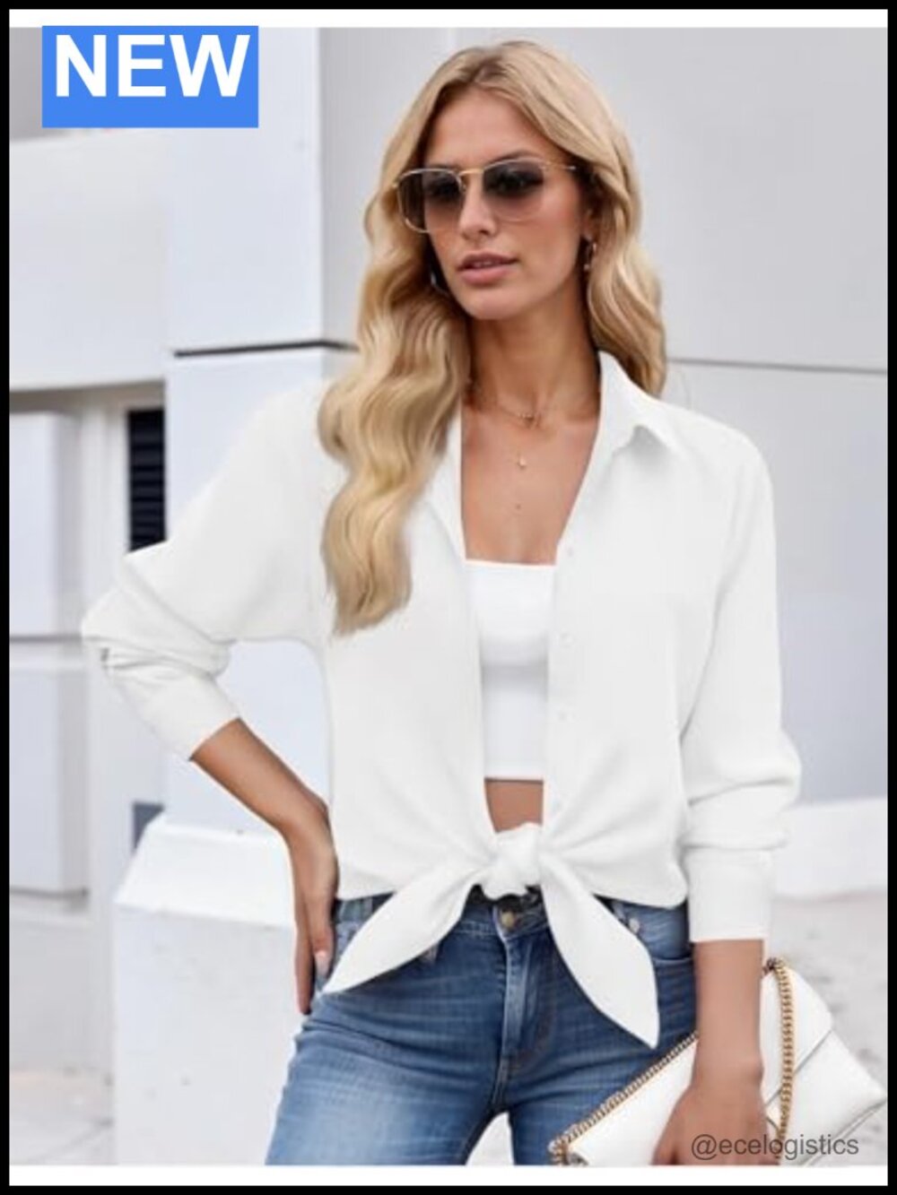 Long Sleeve Button Down Shirt Blouse Stain Shield Wrinkle Free Work Tops View 2